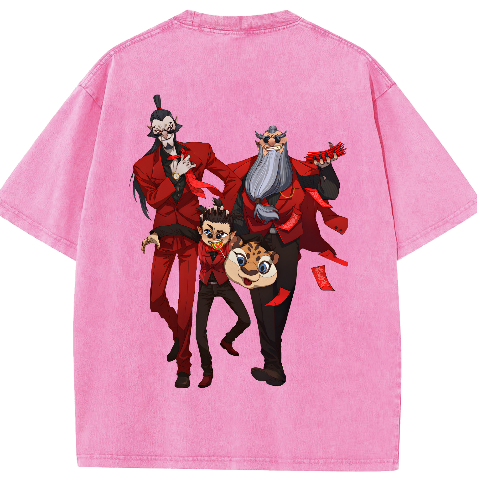 （画像用） Ne Zha 2 ナタ 魔童の大暴れ 綿100% ヴィンテージ風 半袖Tシャツ（背面プリント）